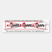 Intrekking NY SAFE ACT bumpersticker (Voorkant)