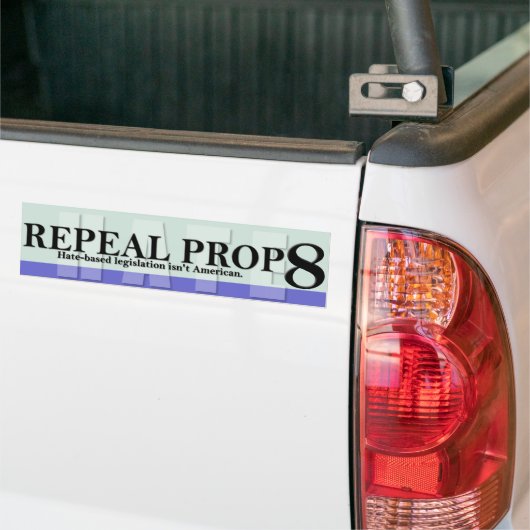 Intrekking Prop. 8 Blauw op blauw - Bumpersticker (Op Truck)