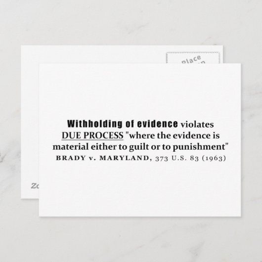 Intrekking van bewijs Brady tegen Hoesje van Maryl Briefkaart (Voorkant / Achterkant)