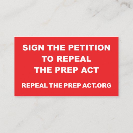 Intrekking van de PREP Act visitekaartjes - 2 zijd (Achterkant)