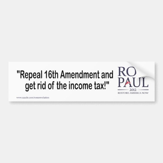 Intrekking van het 16e amendement bumpersticker (Voorkant)