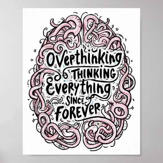 Intricate Abstract Overthinker Typography Poster (Voorkant)