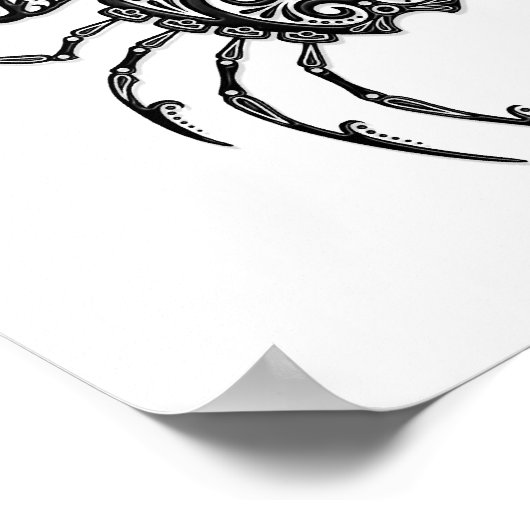 Intricate Black Cancer Zodiac op White Poster (Hoek)