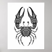 Intricate Black Cancer Zodiac op White Poster (Voorkant)