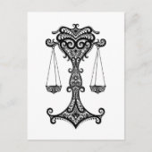 Intricate Black Libra Zodiac op White Briefkaart (Voorkant)