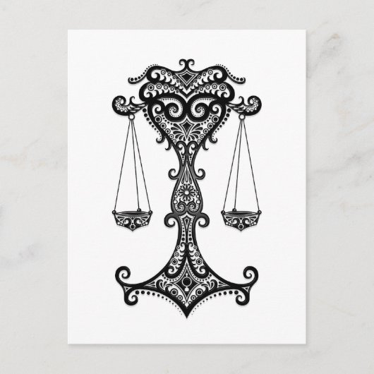 Intricate Black Libra Zodiac op White Briefkaart (Voorkant)
