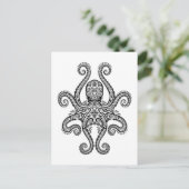 Intricate Black Octopus op wit Briefkaart (Staand voorkant)