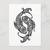 Intricate Black Pisces Zodiac op White Briefkaart (Voorkant)