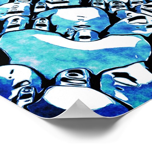 Intricate Blue Abstract Pattern Poster (Hoek)