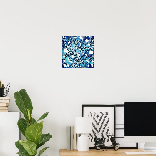 Intricate Blue Abstract Pattern Poster (Thuiskantoor)