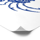 Intricate Blue Cancer Zodiac op White Poster (Hoek)