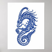 Intricate Blue Capricorn Zodiac on White Poster (Voorkant)