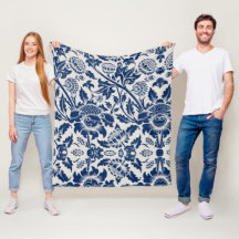 Intricate blue floral pattern on light background