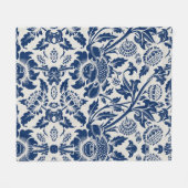 Intricate blue floral pattern on light background fleece deken (Voorkant (Horizontaal))