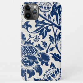 Intricate blue floral pattern on light background iPhone 11Pro max hoesje