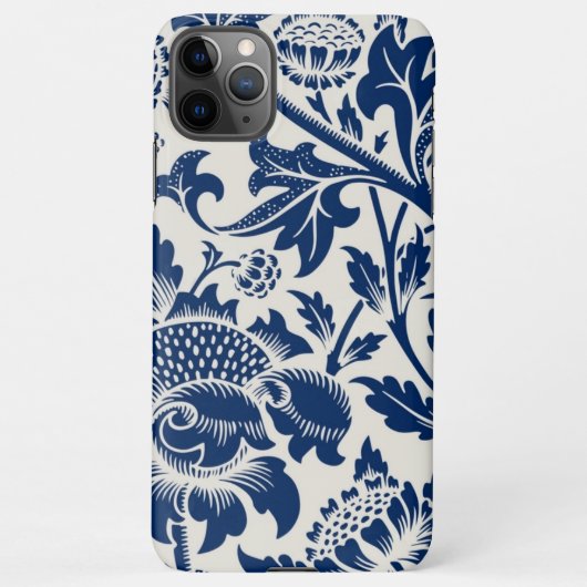 Intricate blue floral pattern on light background iPhone hoesje (Achterkant)