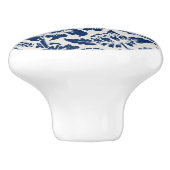 Intricate blue floral pattern on light background keramische knop (Zijkant)