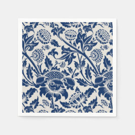 Intricate blue floral pattern on light background servet