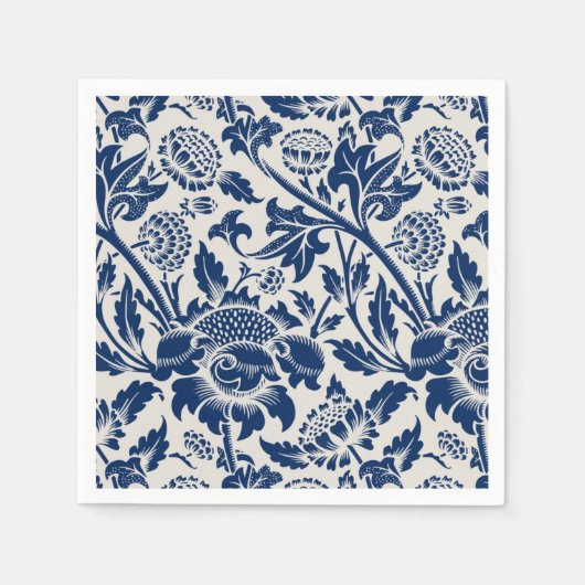 Intricate blue floral pattern on light background servet (Voorkant)