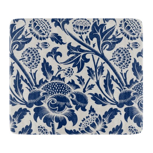 Intricate blue floral pattern on light background snijplank (Voorkant)