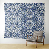 Intricate blue floral pattern on light background wandkleed (In Situ (horizontaal))