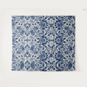 Intricate blue floral pattern on light background wandkleed (Voorkant (horizontaal))