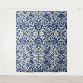 Intricate blue floral pattern on light background wandkleed (Voorkant)