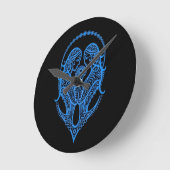 Intricate Blue Gemini Zodiac op Black Ronde Klok (Hoek)