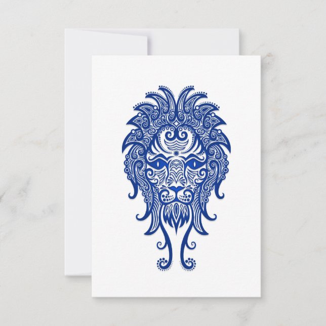 Intricate Blue Leo Zodiac op White (Voorkant)