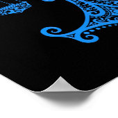 Intricate Blue Libra Zodiac op Black Poster (Hoek)