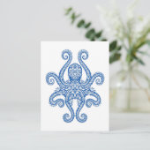 Intricate Blue Octopus Briefkaart (Staand voorkant)