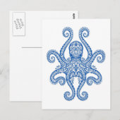 Intricate Blue Octopus Briefkaart (Voorkant / Achterkant)