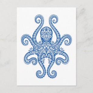 Intricate Blue Octopus Briefkaart