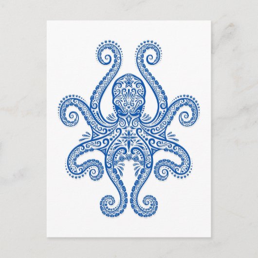Intricate Blue Octopus Briefkaart (Voorkant)