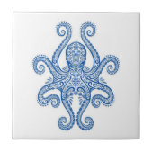 Intricate Blue Octopus Tegeltje (Voorkant)