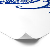 Intricate Blue Pisces Zodiac op White Poster (Hoek)