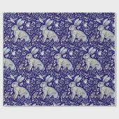 Intricate Blue Rabbit Bird Morris Style Pattern Cadeaupapier (Vlak)