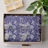 Intricate Blue Rabbit Bird Morris Style Pattern Tissuepapier (Geschenk)