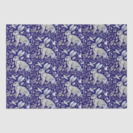 Intricate Blue Rabbit Bird Morris Style Pattern Tissuepapier