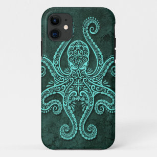 Intricate Blue Stone Octopus iPhone 11 Hoesje
