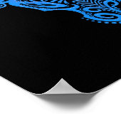 Intricate Blue Taurus Zodiac op zwart Poster (Hoek)