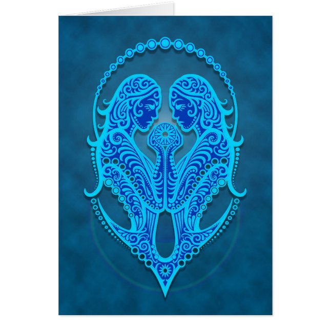 Intricate Blue Tribal Gemini (Voorkant)