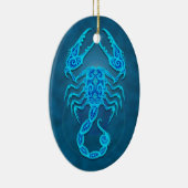 Intricate Blue Tribal Scorpio Keramisch Ornament (Rechts)