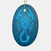 Intricate Blue Tribal Scorpio Keramisch Ornament (Links)