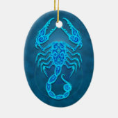 Intricate Blue Tribal Scorpio Keramisch Ornament (Achterkant)