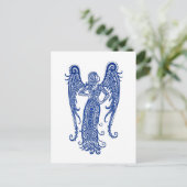 Intricate Blue Virgo Zodiac op White Briefkaart (Staand voorkant)