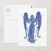 Intricate Blue Virgo Zodiac op White Briefkaart (Voorkant / Achterkant)