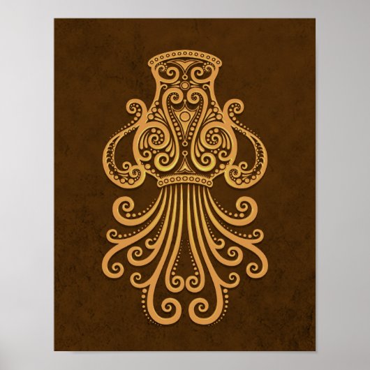 Intricate Brown Aquarius Zodiac Poster (Voorkant)
