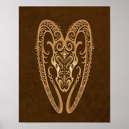 Intricate Brown Aries Zodiac Poster (Voorkant)