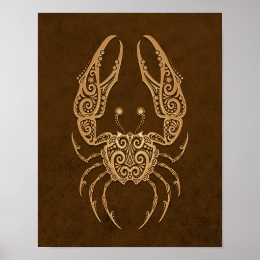 Intricate Brown Cancer Zodiac Poster (Voorkant)